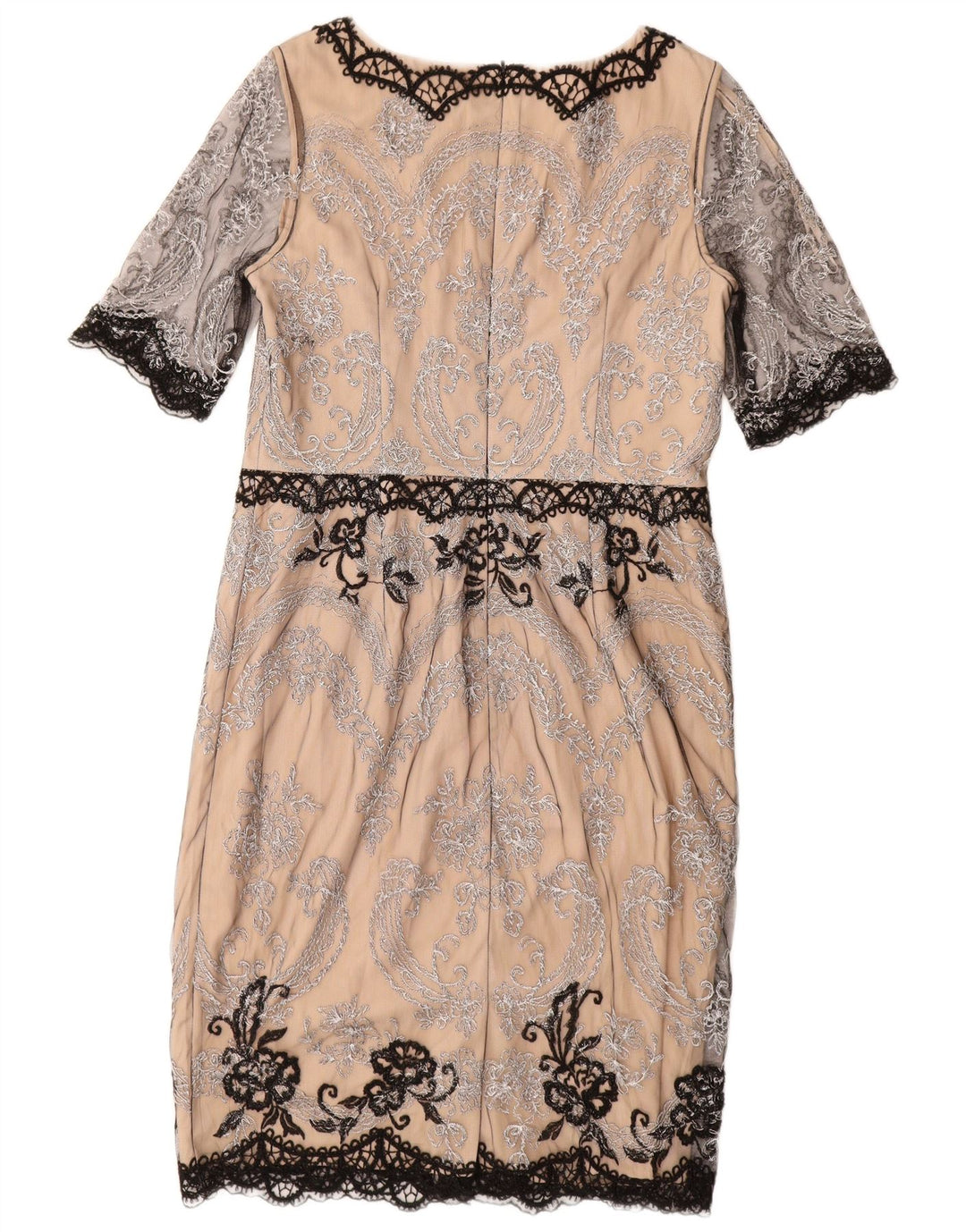 MONSOON Vestido tubo de encaje para mujer UK 44 Large Beige Paisley Nylon