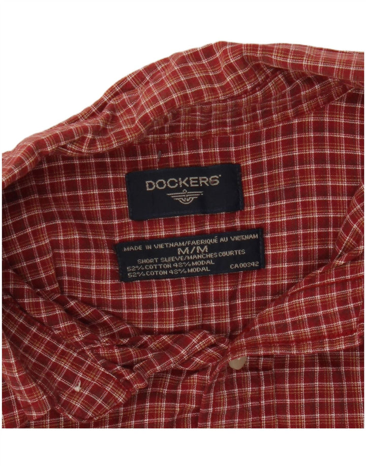 Camisa Dockers Hombre Manga Corta Algodón Cuadros Rojo Mediano