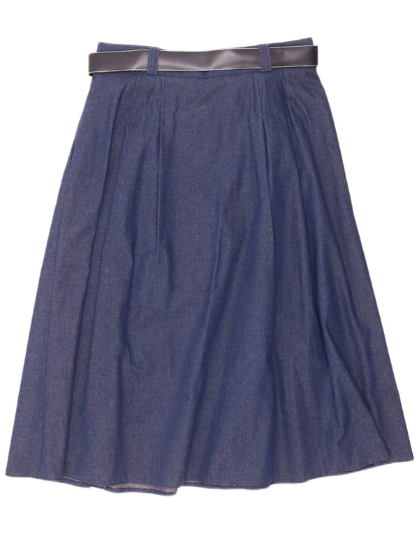St Michael Falda Acampanada de Cintura Alta para Mujer UK 18 XL W32 Algodón Azul Marino