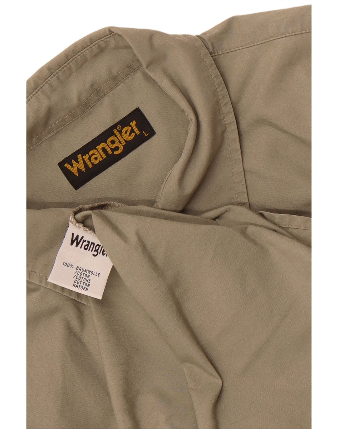 Wrangler Camisa De Manga Corta Para Hombre Large Khaki Cotton