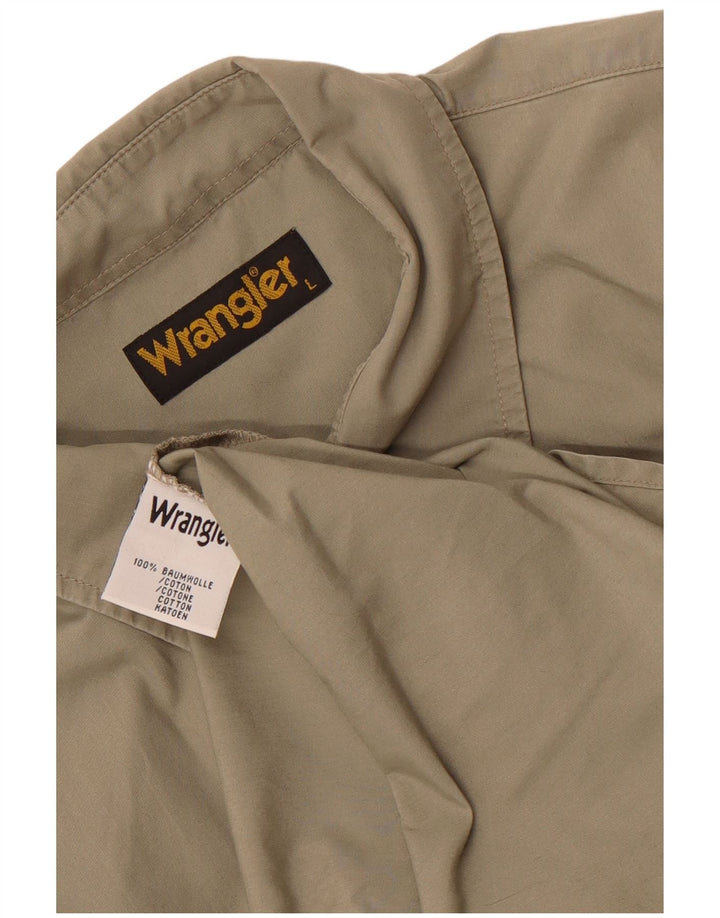 Wrangler Camisa De Manga Corta Para Hombre Large Khaki Cotton