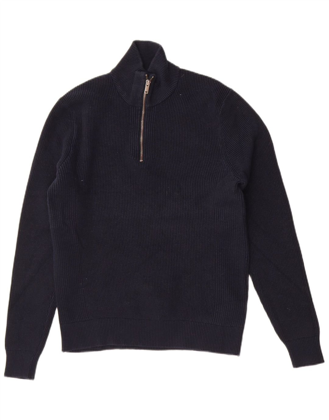 Marks & Spencer Jersey con cuello y cremallera para mujer, talla 44, talla mediana, azul marino