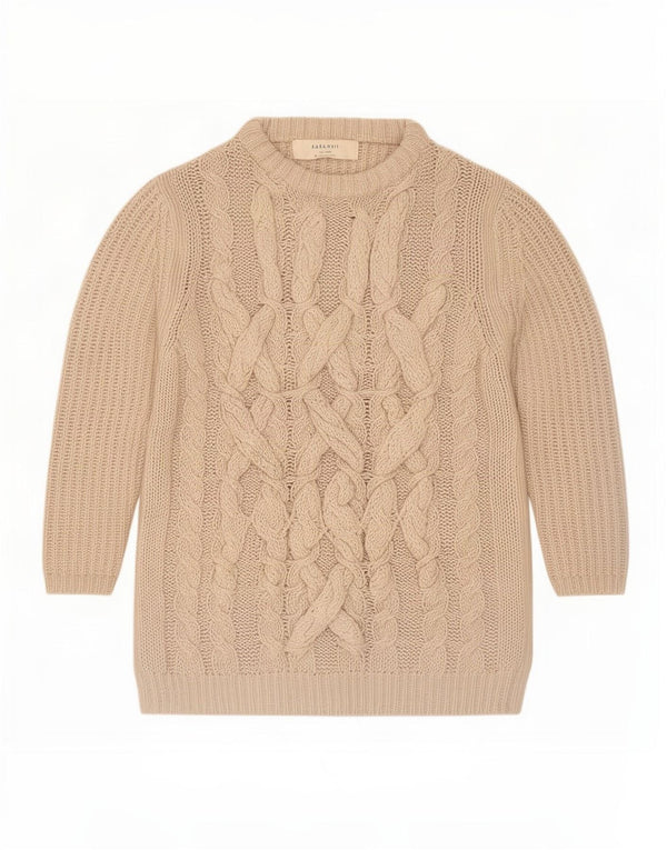 Zara Suéter tipo jersey con cuello barco y manga 3/4 para mujer UK 40 Acrílico beige mediano
