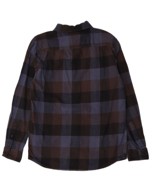 Quiksilver Camisa de franela de ajuste regular para hombre, talla pequeña, algodón a cuadros azul marino