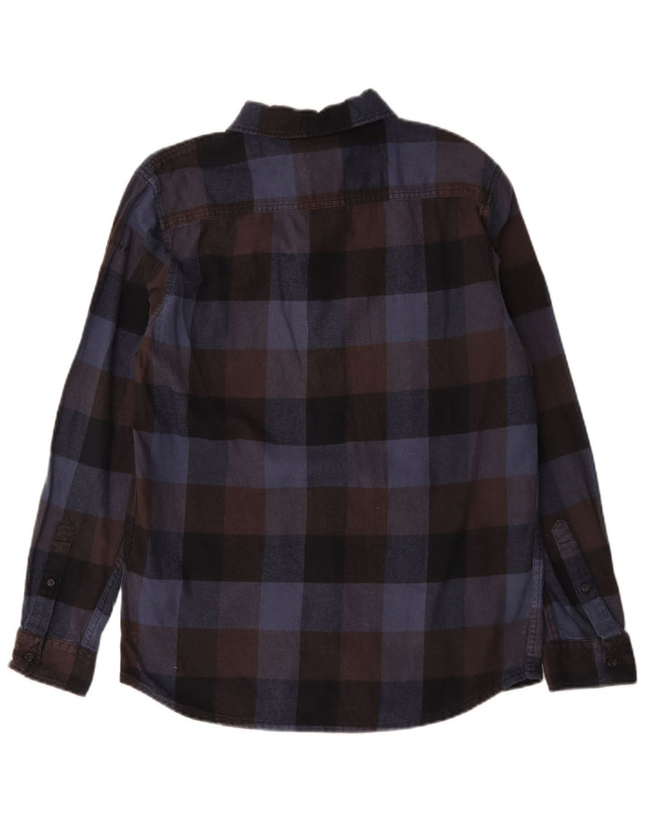 Quiksilver Camisa de franela de ajuste regular para hombre, talla pequeña, algodón a cuadros azul marino