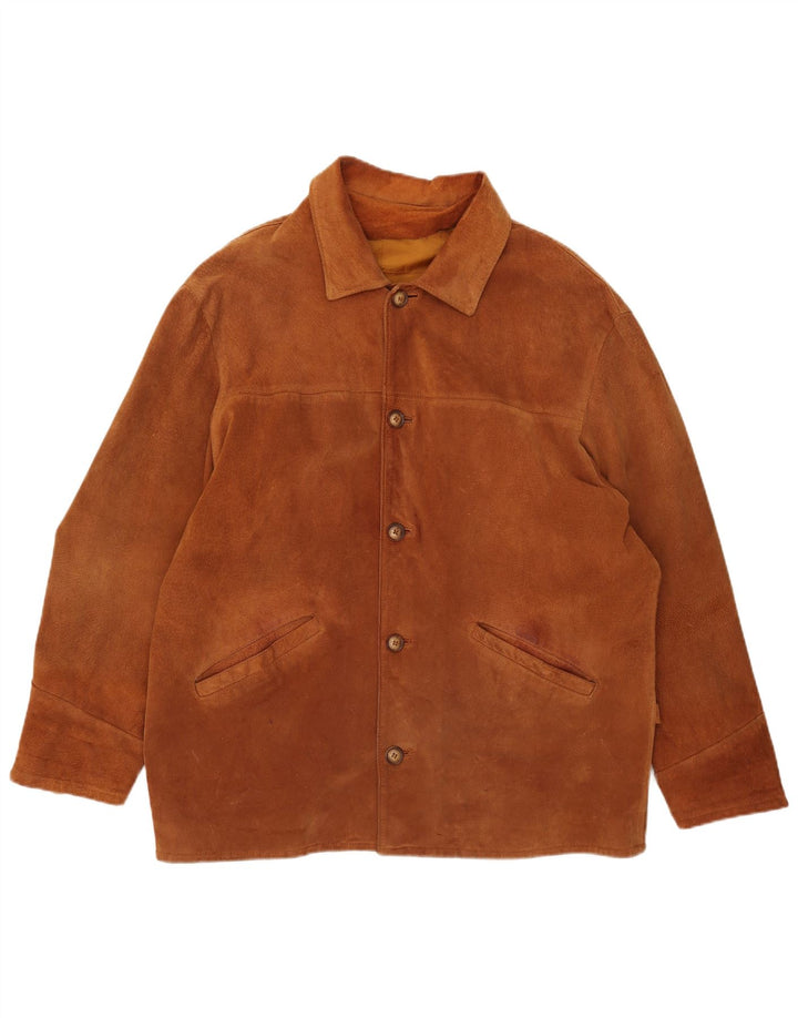 Chaqueta de ante vintage para hombre Reino Unido 42 XL Marrón