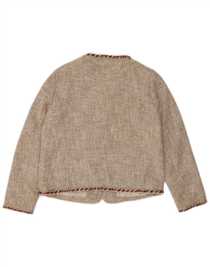 Zara Mujer Crop Blazer Chaqueta EU 44 XL Beige