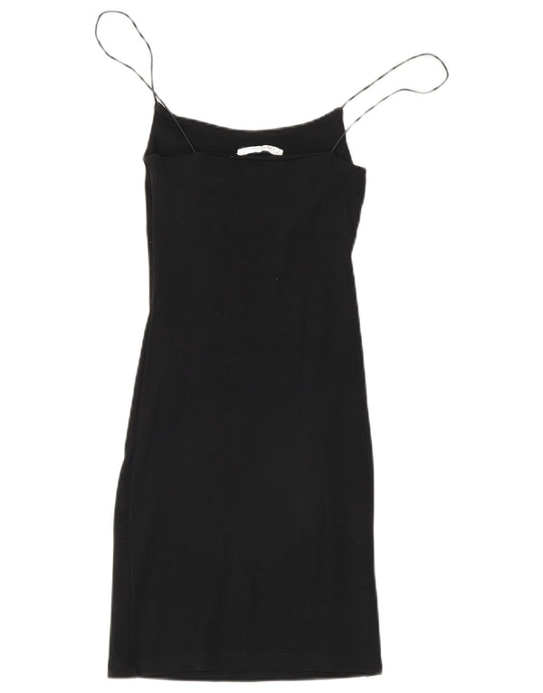 Zara Vestido lencero para mujer UK 8 Small Algodón negro