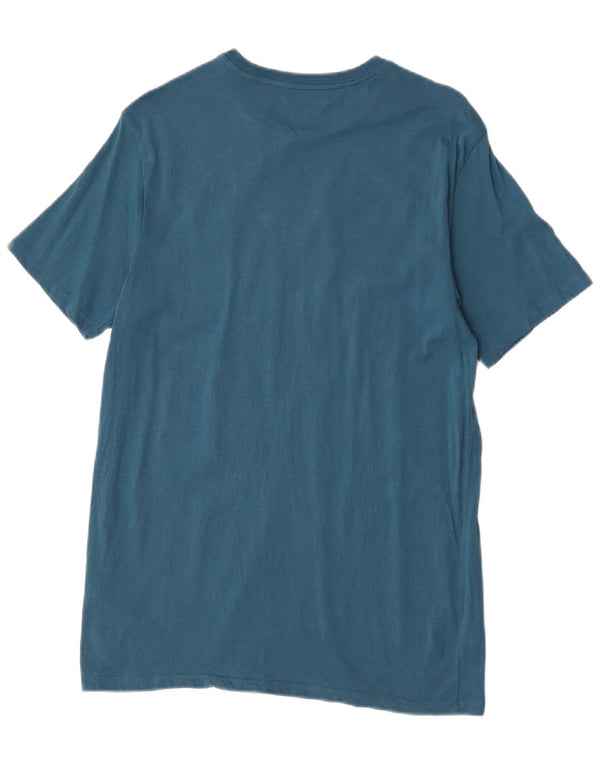 Guess Womens Slim Fit Graphic T-Shirt Top UK 14 Medium Blue Cotton