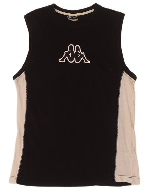 Kappa Hombre Gráfico Chaleco Top XL Negro Colorblock Algodón
