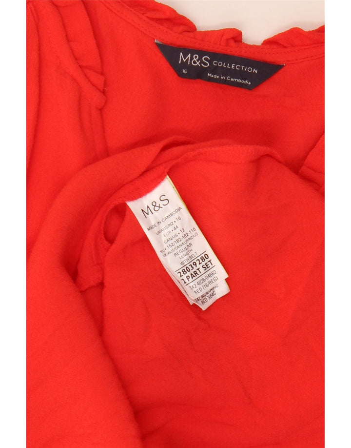 Marks & Spencer Vestido recto extragrande de manga larga para mujer UK 46 Grande Rojo