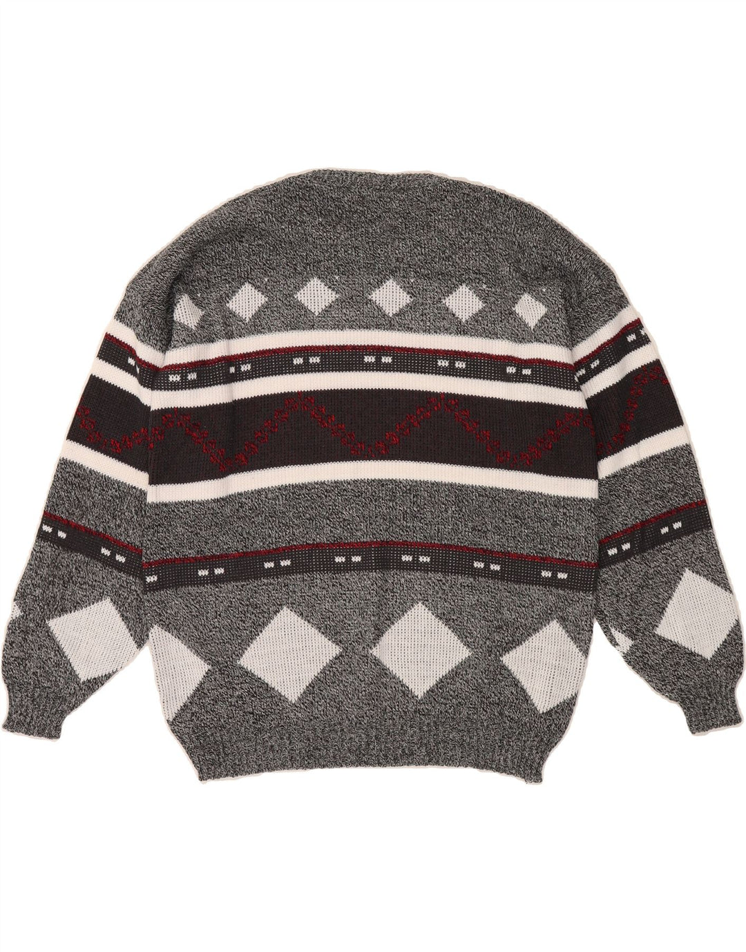 VINTAGE Mens Crew Neck Jumper Sweater Large Grey Argyle/Diamond Acrylic Vintage Vintage and Second-Hand Vintage from Messina Hembry 