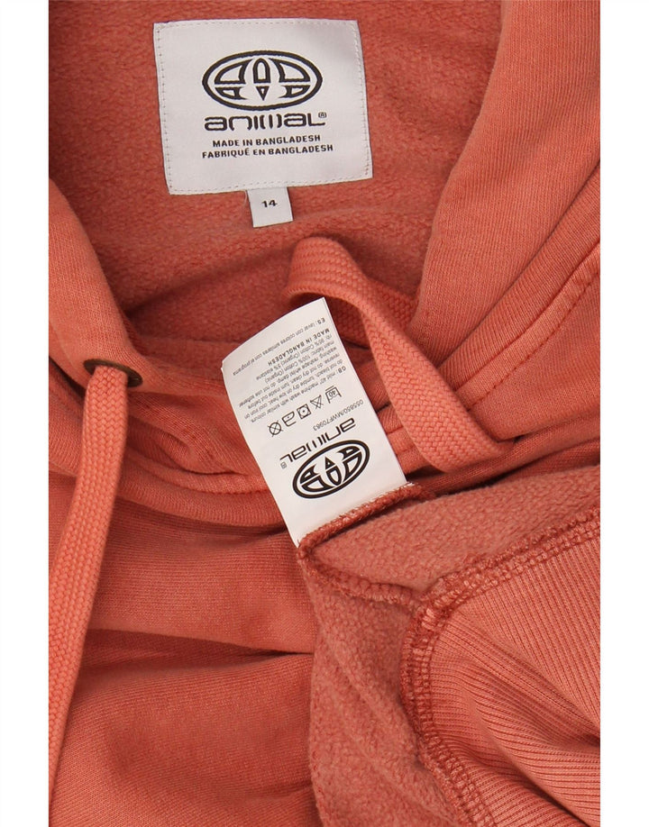 ANIMAL Jersey con capucha de gran tamaño con gráfico para mujer UK 40 Grande Algodón rosa