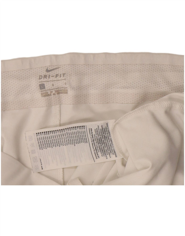 Nike - Pantalones cortos deportivos Dri Fit para mujer, talla grande, poliéster blanco