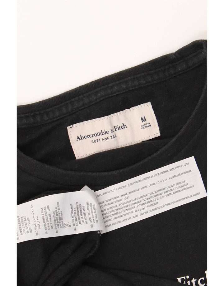 Abercrombie & Fitch Hombre Top gráfico manga larga algodón negro medio