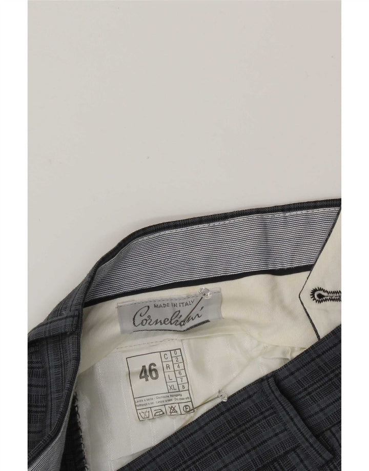 Corneliani Pantalón de traje con pinzas para hombre IT 46 Small W30 L30 Blue Check