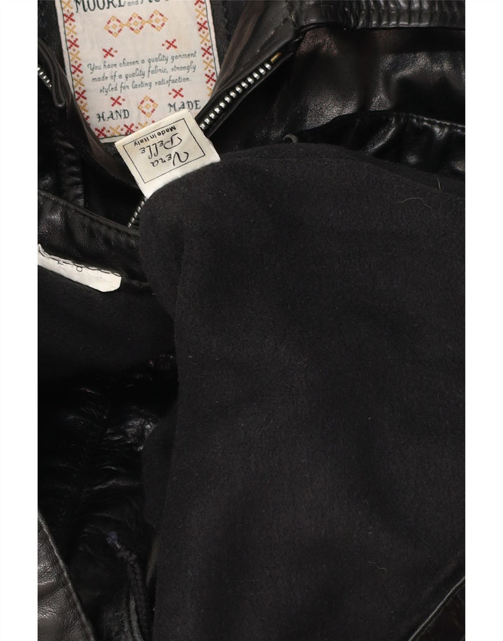 MORE & MORE Abrigo de cuero para hombre UK 40 Large Black Leather