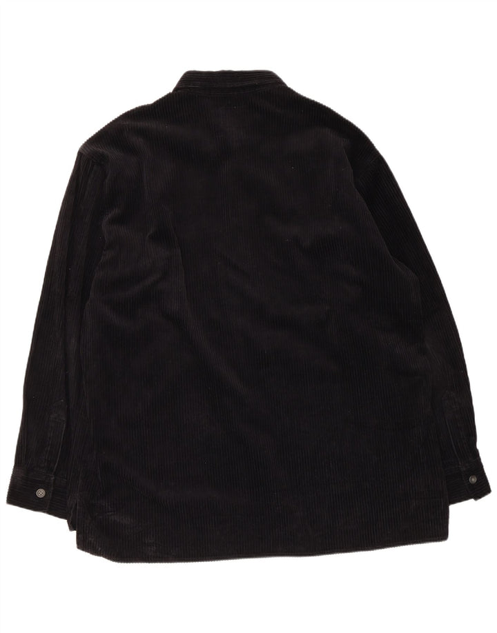 Rifle Camisa de pana para hombre Grande Algodón negro