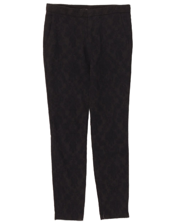 Zara Mujer Pantalón Chino Slim XS W24 L28 Algodón Floral Negro