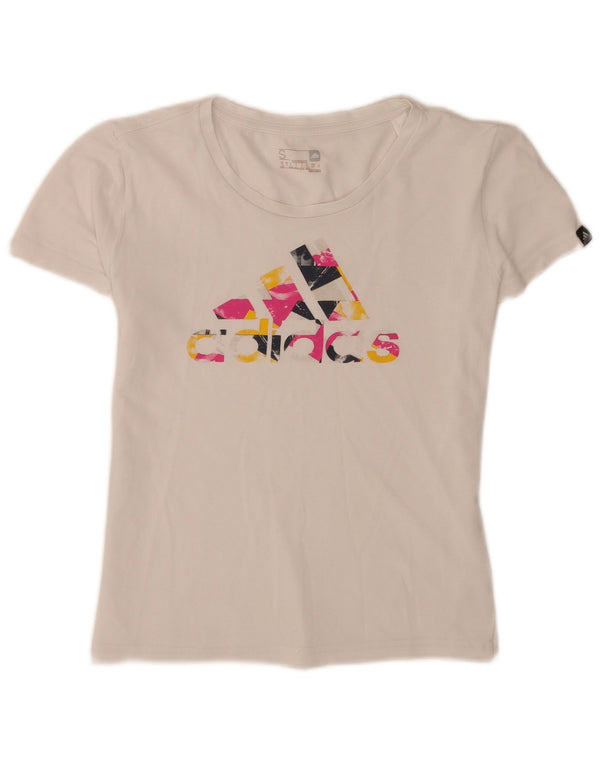 Adidas Camiseta gráfica para mujer Top UK 8/10 Small White Cotton