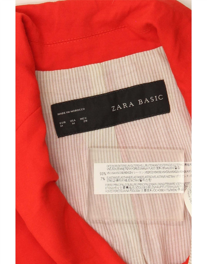 Zara Chaqueta Blazer De 1 Botón para Mujer UK 42 Viscosa Roja Mediana
