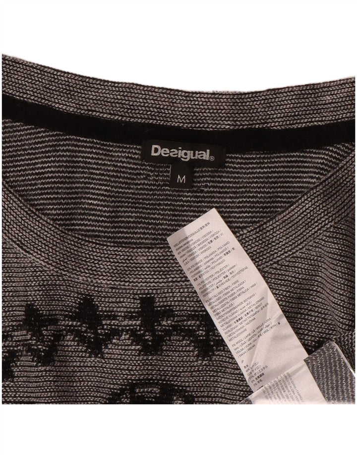 Desigual Top gráfico para mujer de manga larga UK 44 Gris medio Paisley
