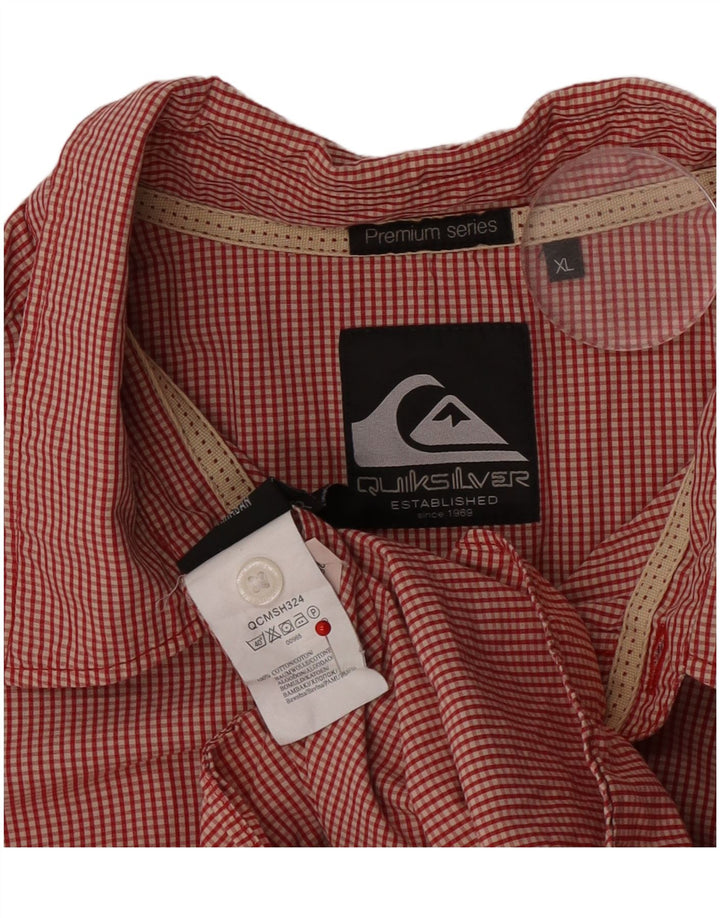Camisa Quiksilver Hombre XL Algodón Vichy Rojo