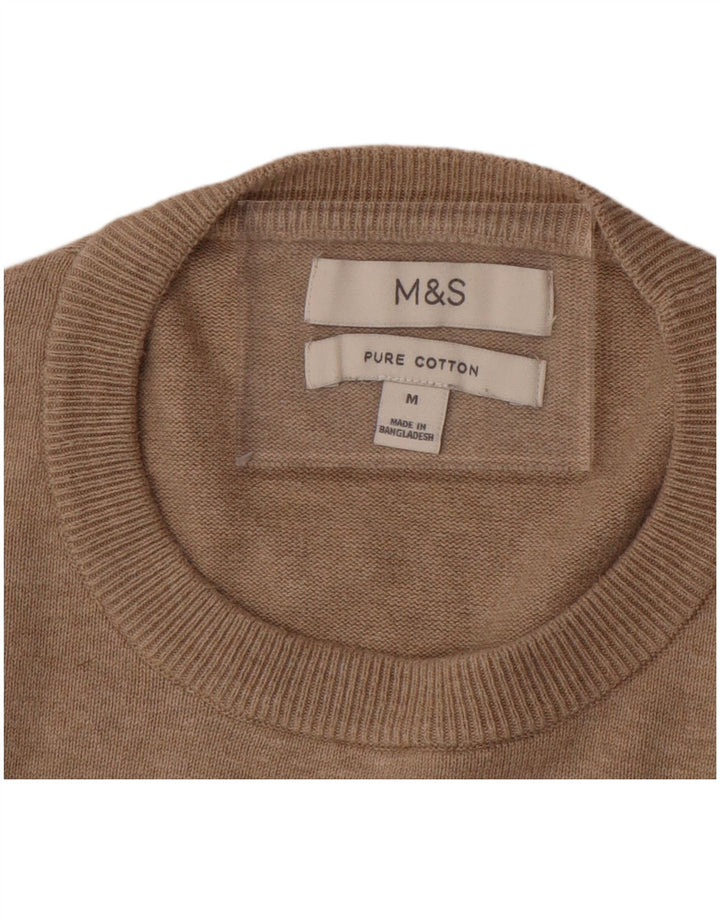 Marks & Spencer Jersey de Cuello Redondo para Hombre de algodón Beige Medio