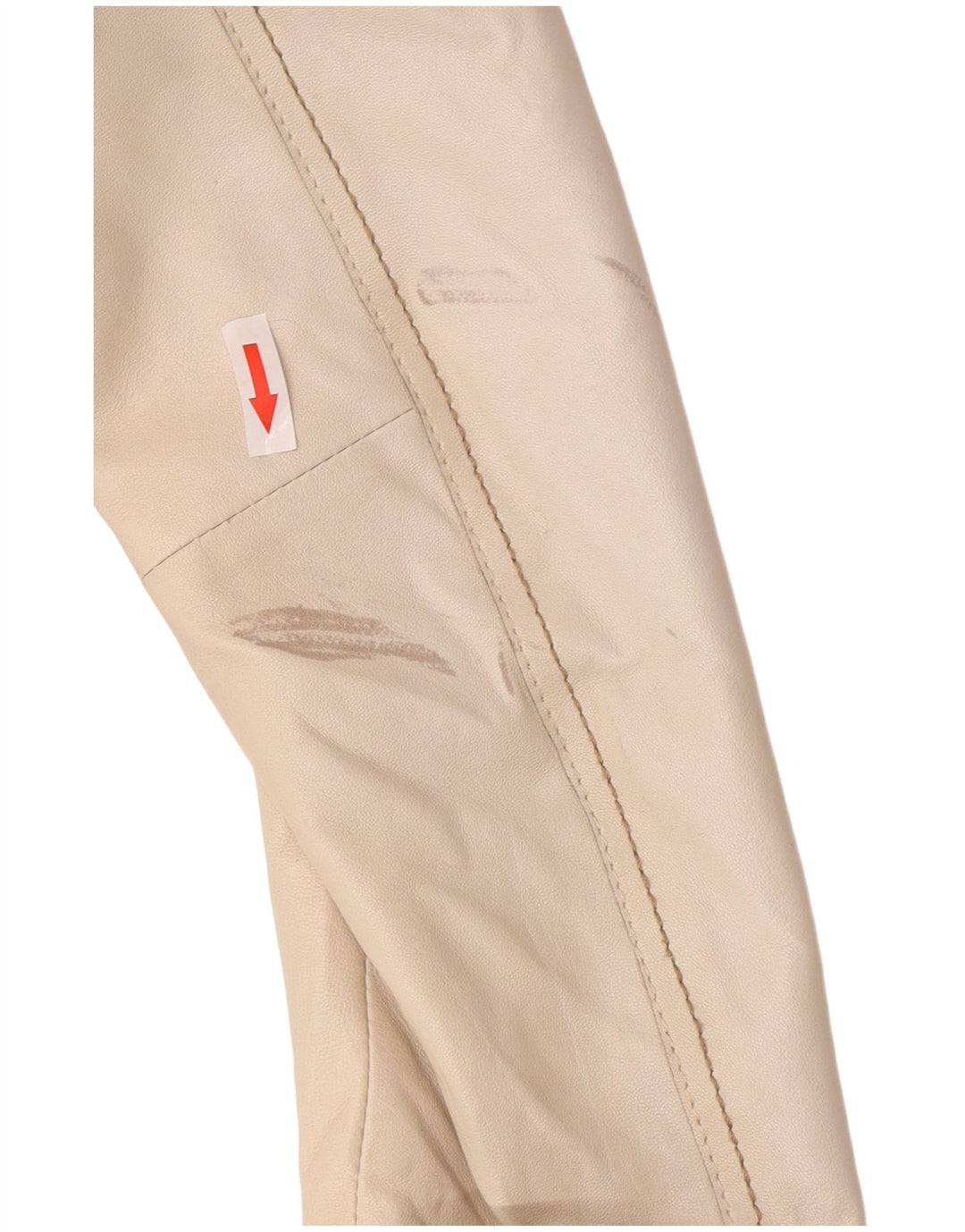 Vintage mujer crop cuero blazer chaqueta Reino Unido 8 pequeño beige