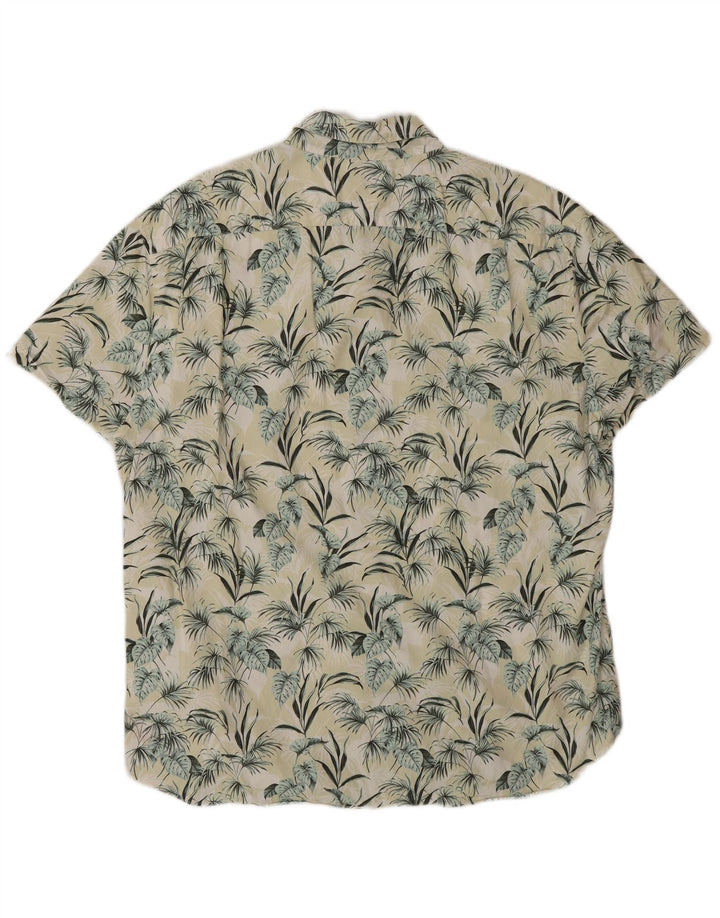 J. CREW Camisa de manga corta para hombre XL Amarillo Floral Algodón Hawaiano