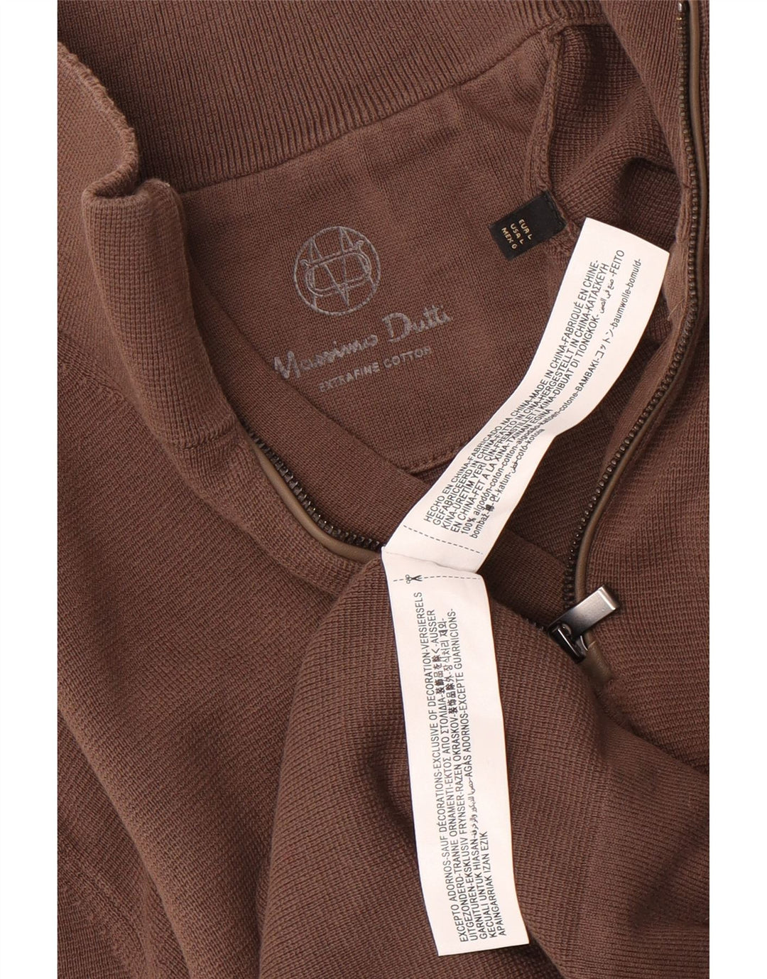 Massimo Dutti Jersey Hombre con Cremallera y Cuello Grande Marrón Algodón