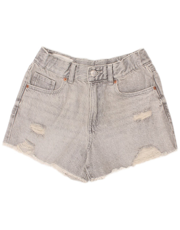 Zara Shorts Vaqueros Desgastados para Niñas 11-12 Años W24 Gris