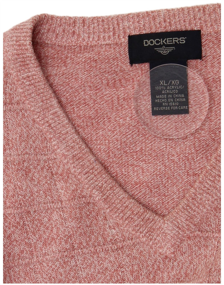 Dockers Jersey con Cuello en V para Hombre XL Algodón Moteado Rosa