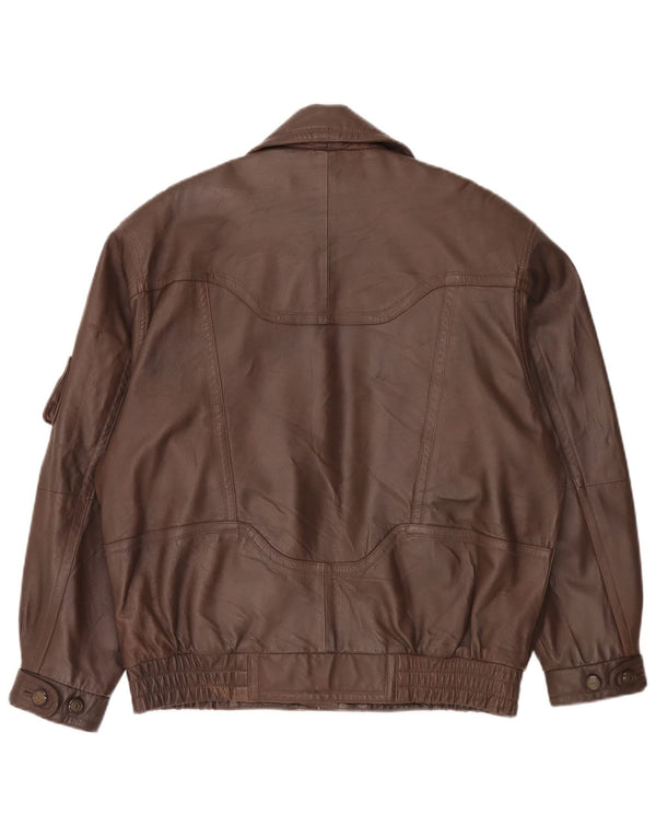 Chaqueta de cuero vintage para hombre IT 48 Marrón medio