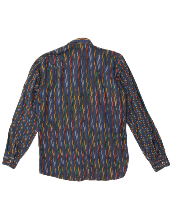 Camisa de franela Master para hombre, talla pequeña, azul a rayas
