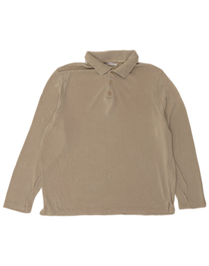 Zara Hombre Polo Manga Larga Gris Medio