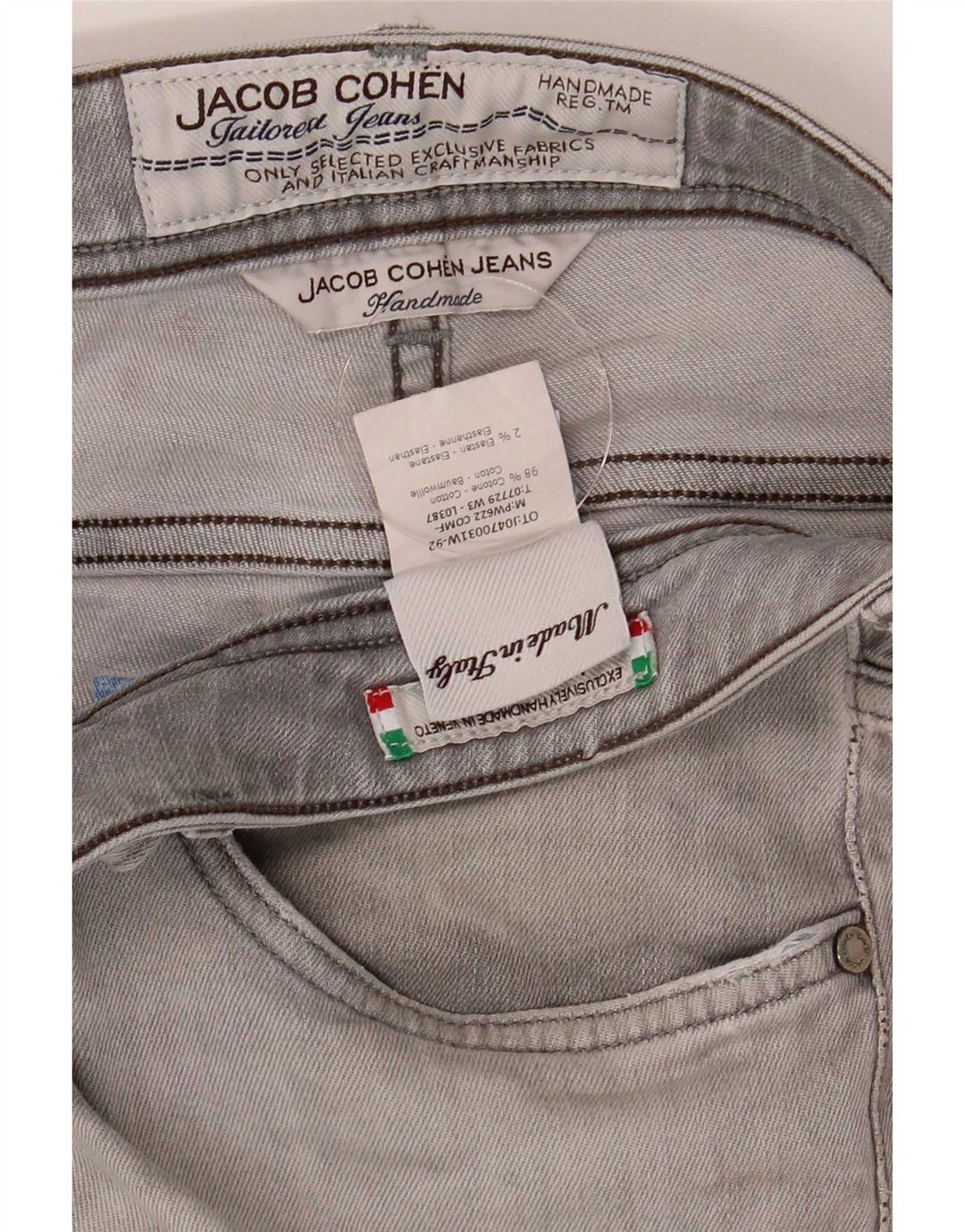 Jacob Cohen Vaqueros ajustados para hombre W34 L30 Algodón gris