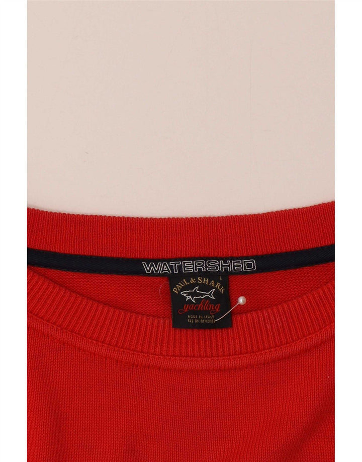 Paul & Shark - Jersey de cuello redondo para hombre, talla grande, algodón rojo