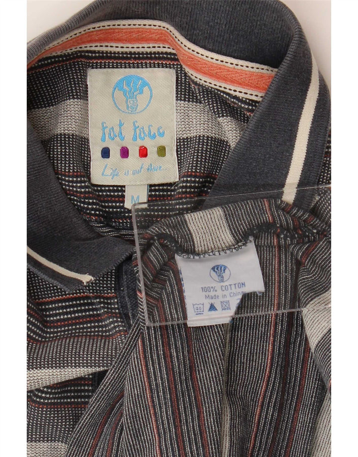 Polo de hombre Fat Face de algodón a rayas en gris medio