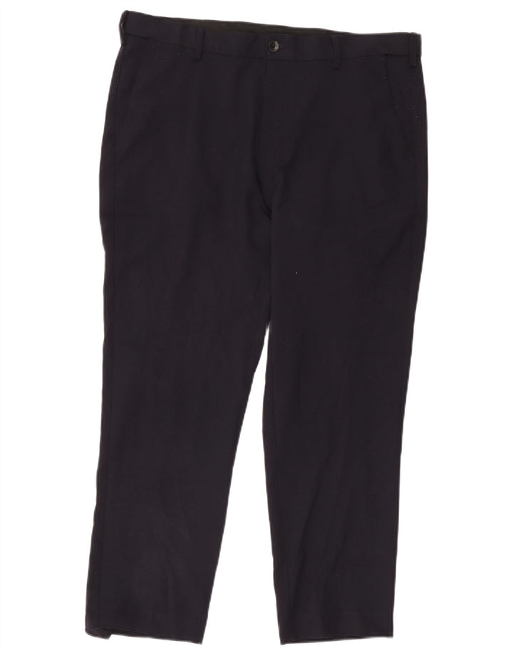 Marks & Spencer Pantalón chino de corte regular para hombre W36 L27 Poliéster azul marino