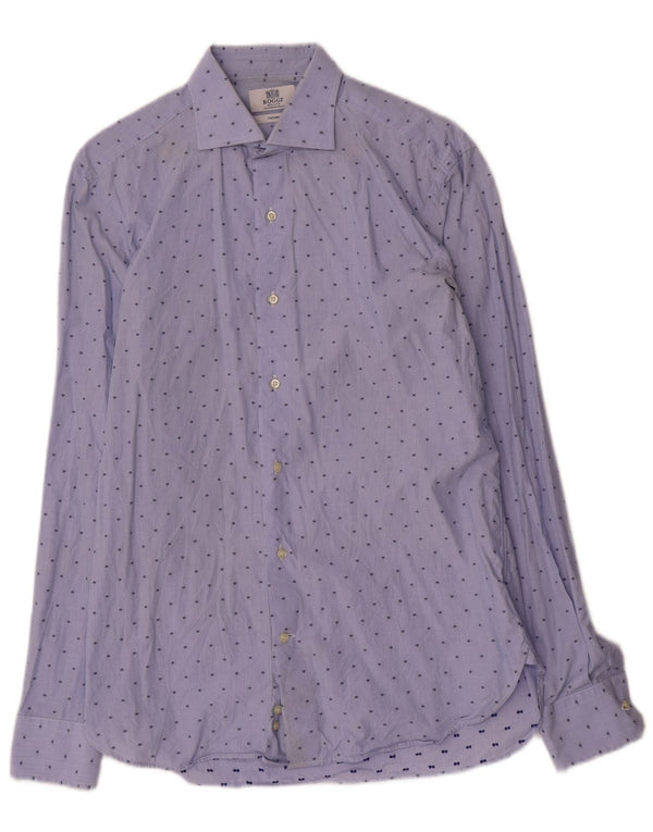 Boggi Camisa personalizada para hombre Talla 40 15 3/4 Raya azul mediana