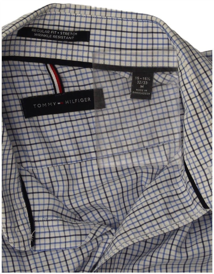 Tommy Hilfiger Camisa de corte regular para hombre Talla 15 1/2 Algodón a cuadros azul mediano