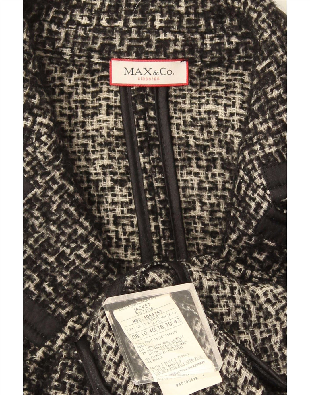 Max & Co. Chaqueta tipo blazer de 2 botones para mujer UK 10 Small Grey Check Wool