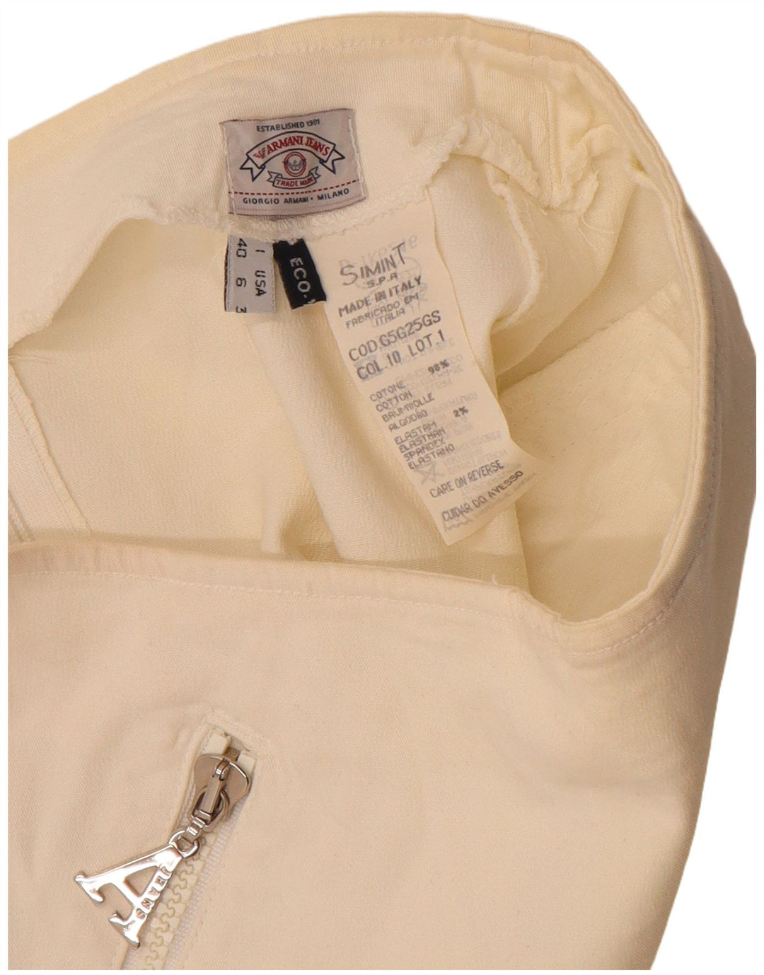 Armani Minifalda de cintura alta para mujer IT 40 Small W24 Algodón blanco