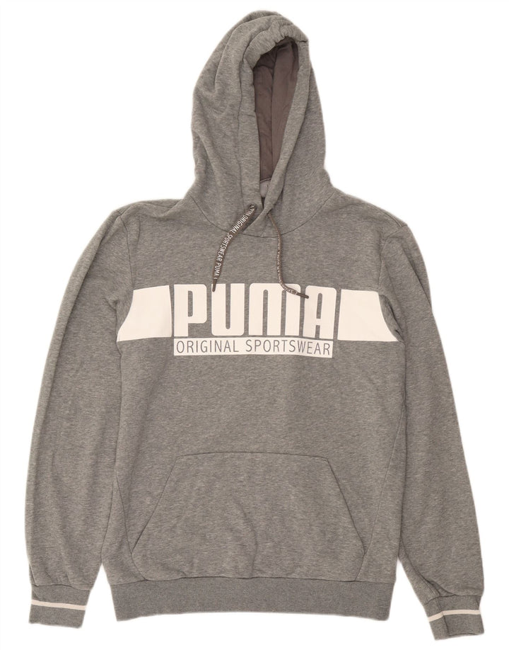 Puma Hombre Sudadera Con Capucha Gráfica Jersey De Algodón Gris Medio
