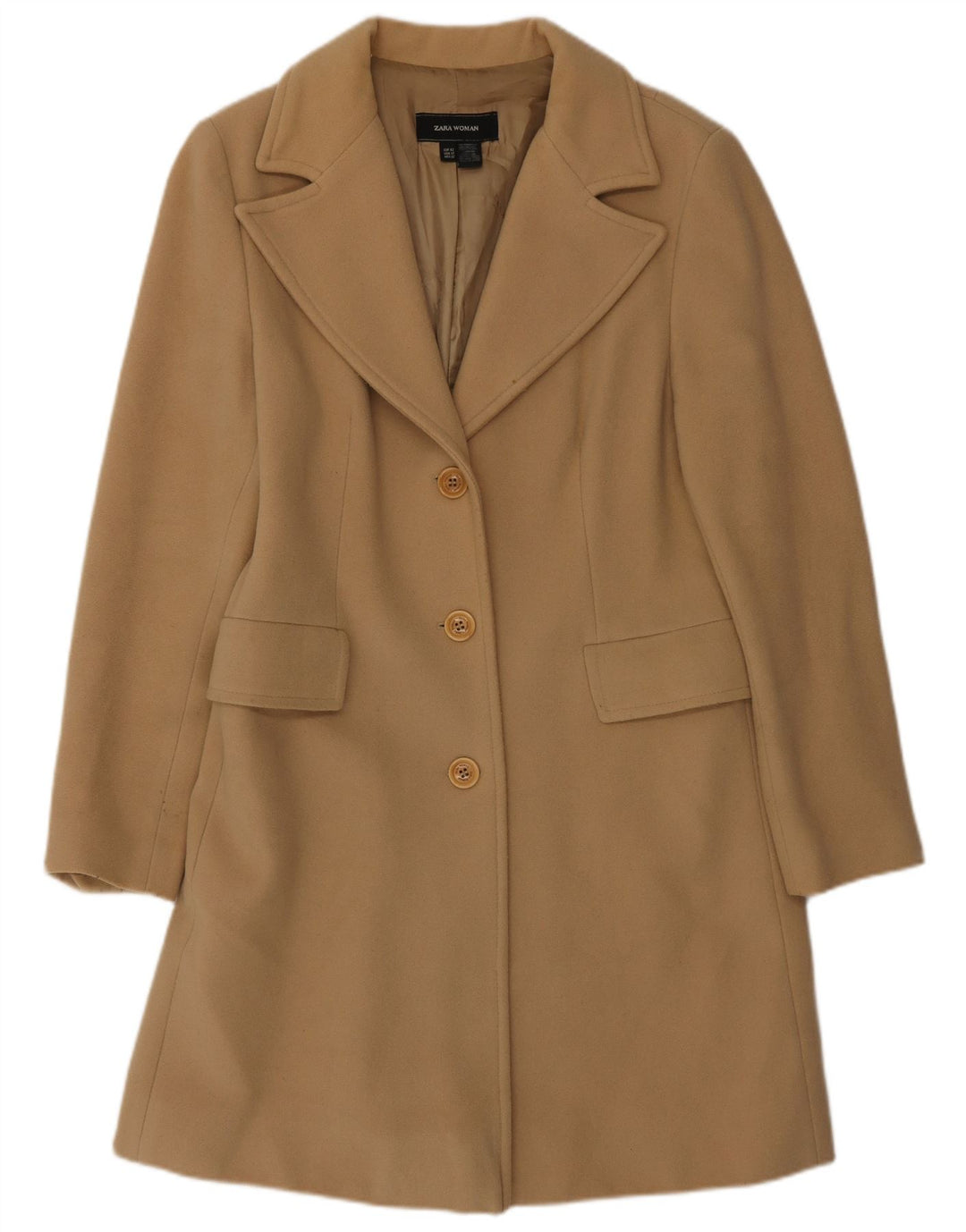 Zara Mujer Abrigo EU 42 Grande Lana Beige
