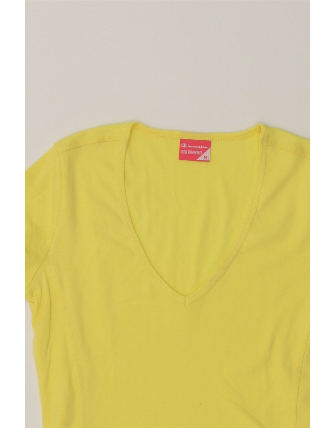 CHAMPION Womens T-Shirt Top UK 14 Medium Yellow Cotton Vintage Champion and Second-Hand Champion from Messina Hembry 