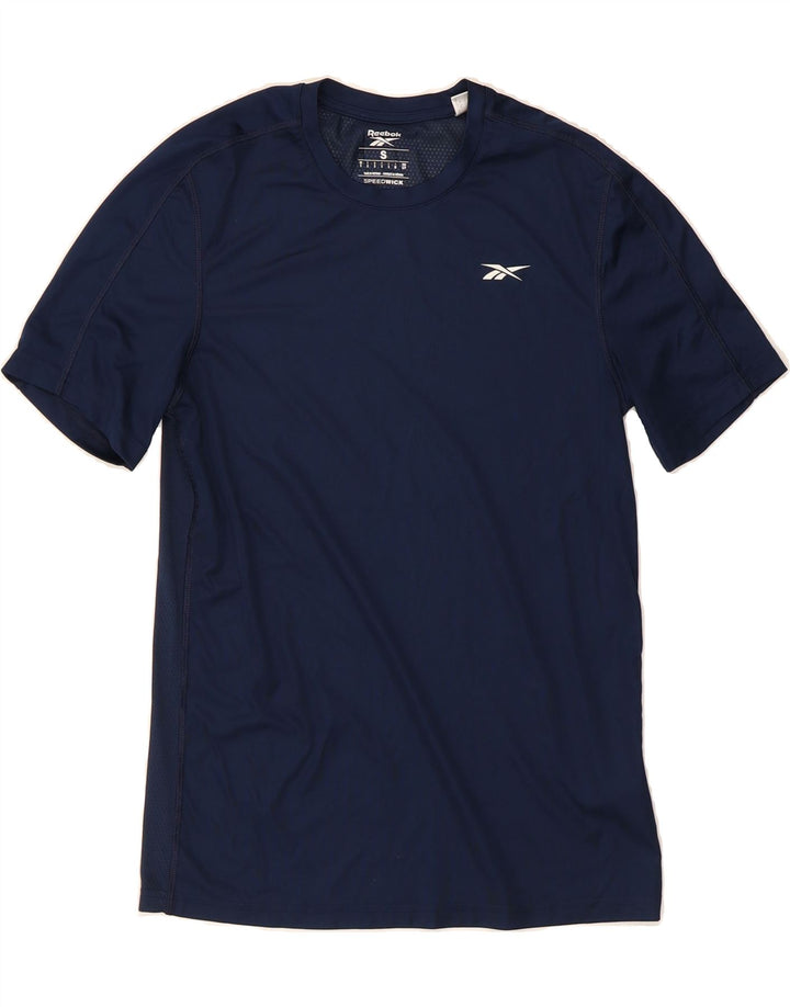 REEBOK Mens T-Shirt Top Small Navy Blue Polyester Vintage Reebok and Second-Hand Reebok from Messina Hembry 