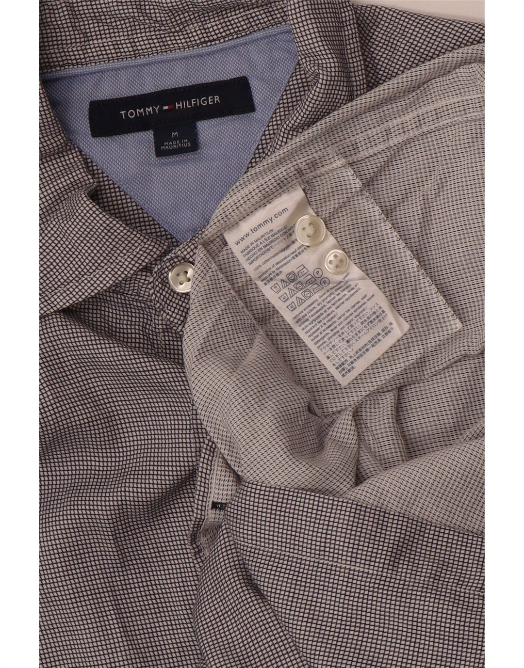 TOMMY HILFIGER Camisa de hombre de algodón a cuadros gris medio