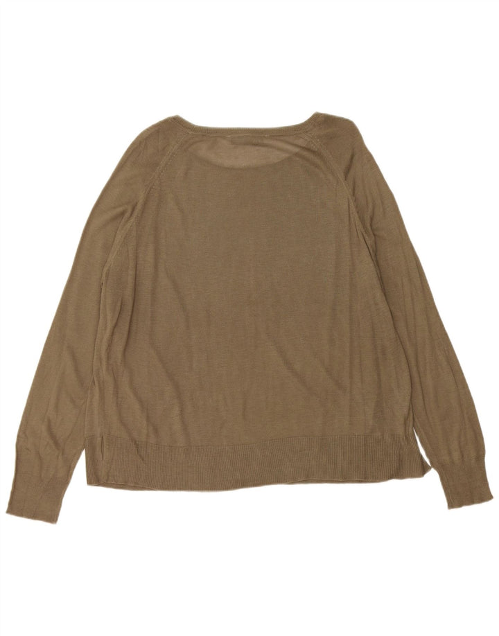Zara Jersey oversize con cuello barco para mujer, talla 44, viscosa caqui mediana